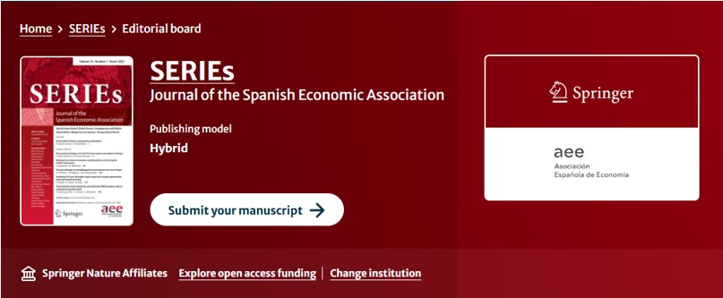 SERIEs has appointed new Editorial Board Members. Please join us in welcoming as new Associate Editors: Larbi Alaoui, Isaac Baley, Aitor Erce, Elena Manresa, Antonio Penta and Pau Roldán-Blanco. The complete Editorial Board can be viewed here: link.springer.com/journal/13209/…
<a href="/AEEmedia/">AEE</a>
