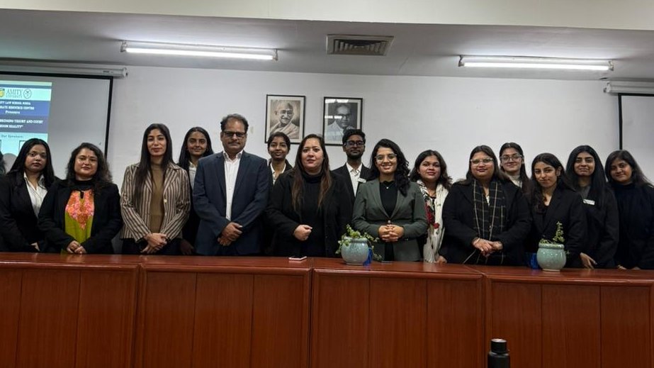 crc_alsn's tweet photo. CRC, Amity Law School Noida, organised a guest lecture on “Litigation: Bridging Theory and Courtroom Reality” with Adv. Manish Kumar Mishra and Adv. Garima Sharma. A candid discussion on litigation practice and the realities of courtroom advocacy.
#Litigation #LegalEducation https://t.co/iCWruXplwq