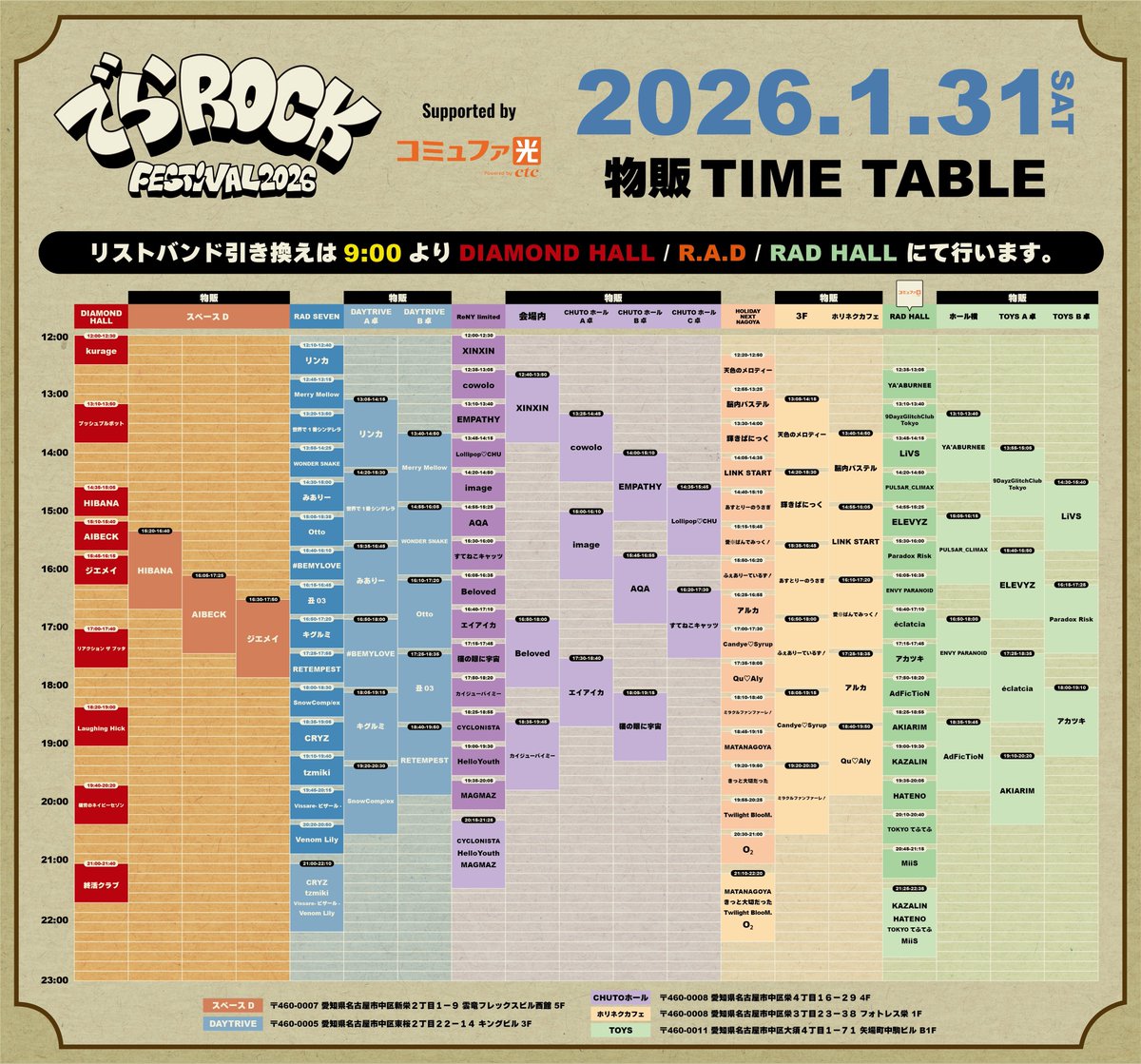 ◤ 明日のジエメイライブまとめ ◢ 🗓1/31(土) 1️⃣📍名古屋市内