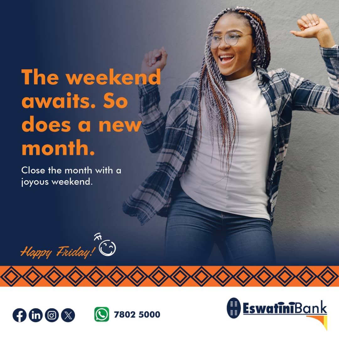 Weekend mood: ON 😎
Let the joy begin. Happy Friday!
#EswatiniBank #LibhangeLesive #Belong #Tivele_Usekhaya #WeekendMode🔛 #FridayMood