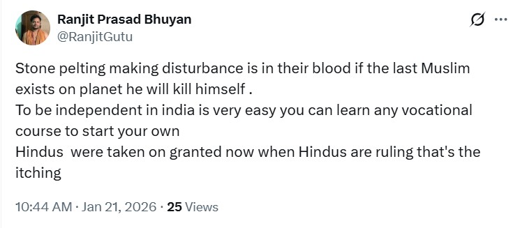 Hathigumpha200's tweet photo. Dear @OFMUAE 

An Indian origin foreign resident of UAE (@RanjitGutu) who works as a site engineer for DNJ Energy is spreading hatred and bigotry against Muslims of India.

Here is his Linkedin Profile (https://t.co/ZzgO14Ac9m)

Please take appropriate actions. https://t.co/OifaFwZcW1