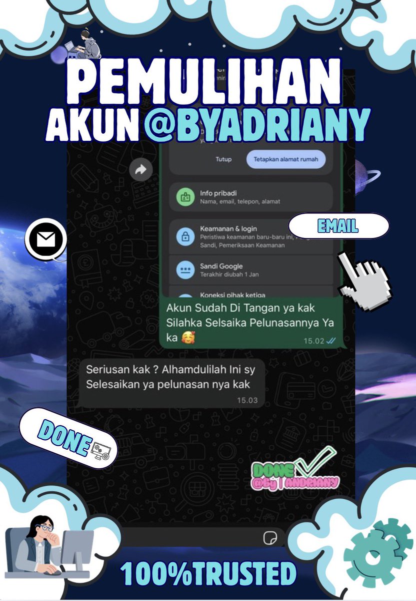 ozranges's tweet image. OPEN RECOVERY &amp;amp; DELETE ACCOUNT 
BY ADRIANY STORE ❕❕

🫐JASA HACK AKUN
🫐JASA LACAK LOKASI
🫐JASA SUSPEND/UNSUSPEND 
🫐JASA SADAP WA
🫐JASA HAPUS AKUN
🫐JASA PEMULIHAN AKUN
( GMAIL,LINKDIN,INSTGRAM,FB,WA,TIKTOK ,TWITER,LINE,TELEGRAM,DLL) 

FAST RESPON
| WA di bio ya 🫐