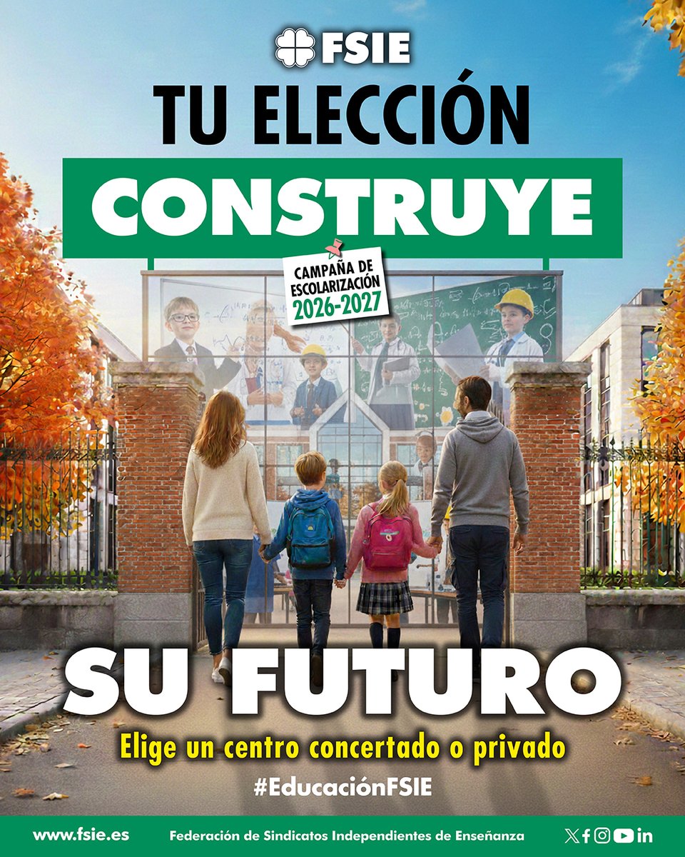 🧒📚Elegir centro educativo es elegir futuro.

Los colegios concertados y privados apuestan por una educación integral, innovadora y de calidad.

👉Tu elección construye su futuro. 

fsie.es/actualidad-com…

youtube.com/shorts/-Hm2NMb…

#Escolarización #LibertadDeElección #FSIE
