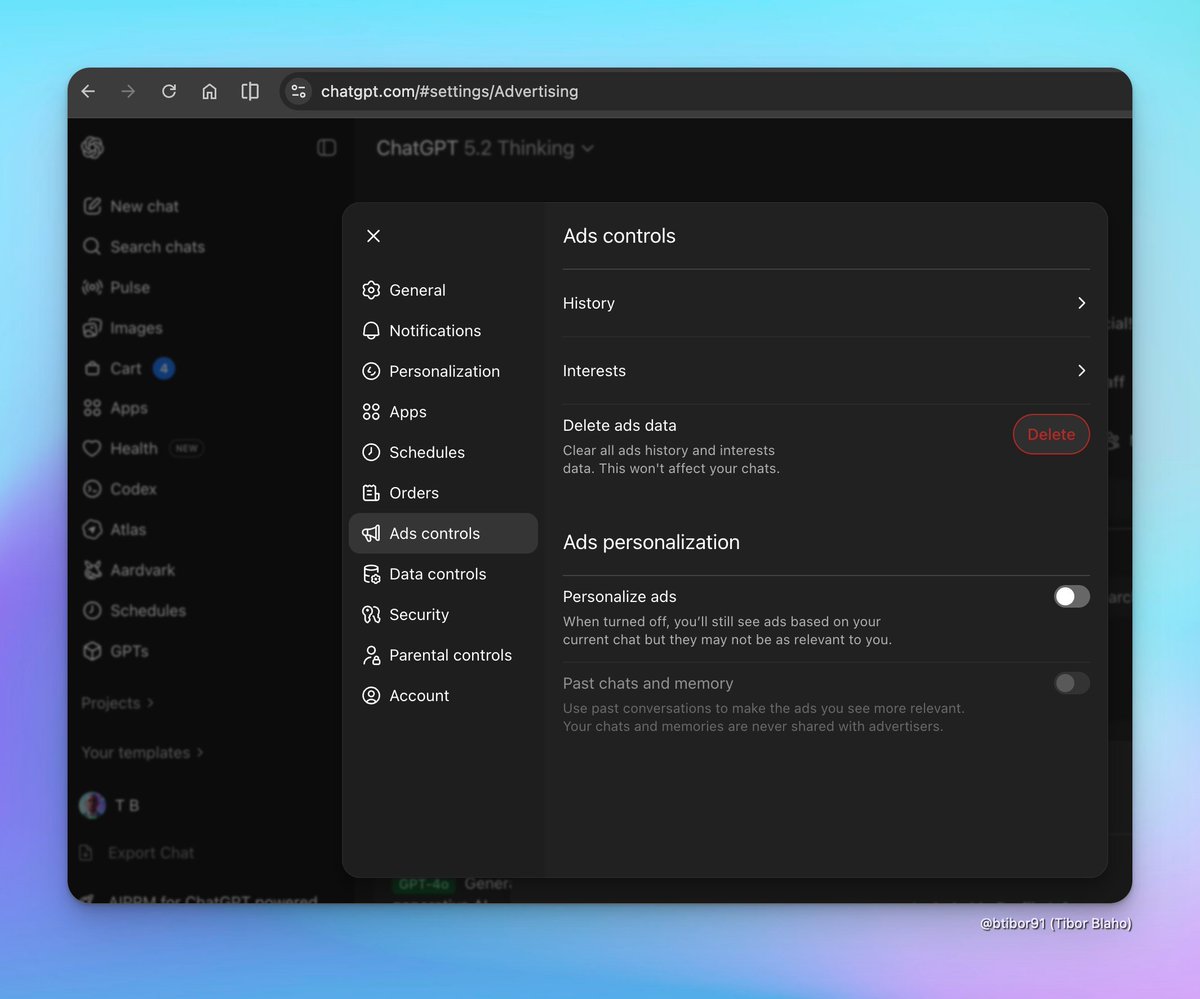 Aithentify's tweet photo. 🚨 ChatGPT Ads Update

Ads soon in Free &amp; Go plans (US testing starts weeks)
Personalized via current chat + past chats/memory + ad click
Advertisers NEVER see your chats, memories, name, email, or location
“About this ad” → hide, report, ask ChatGPT why
Plus/Pro = still ad-free https://t.co/lAINuRZFiB