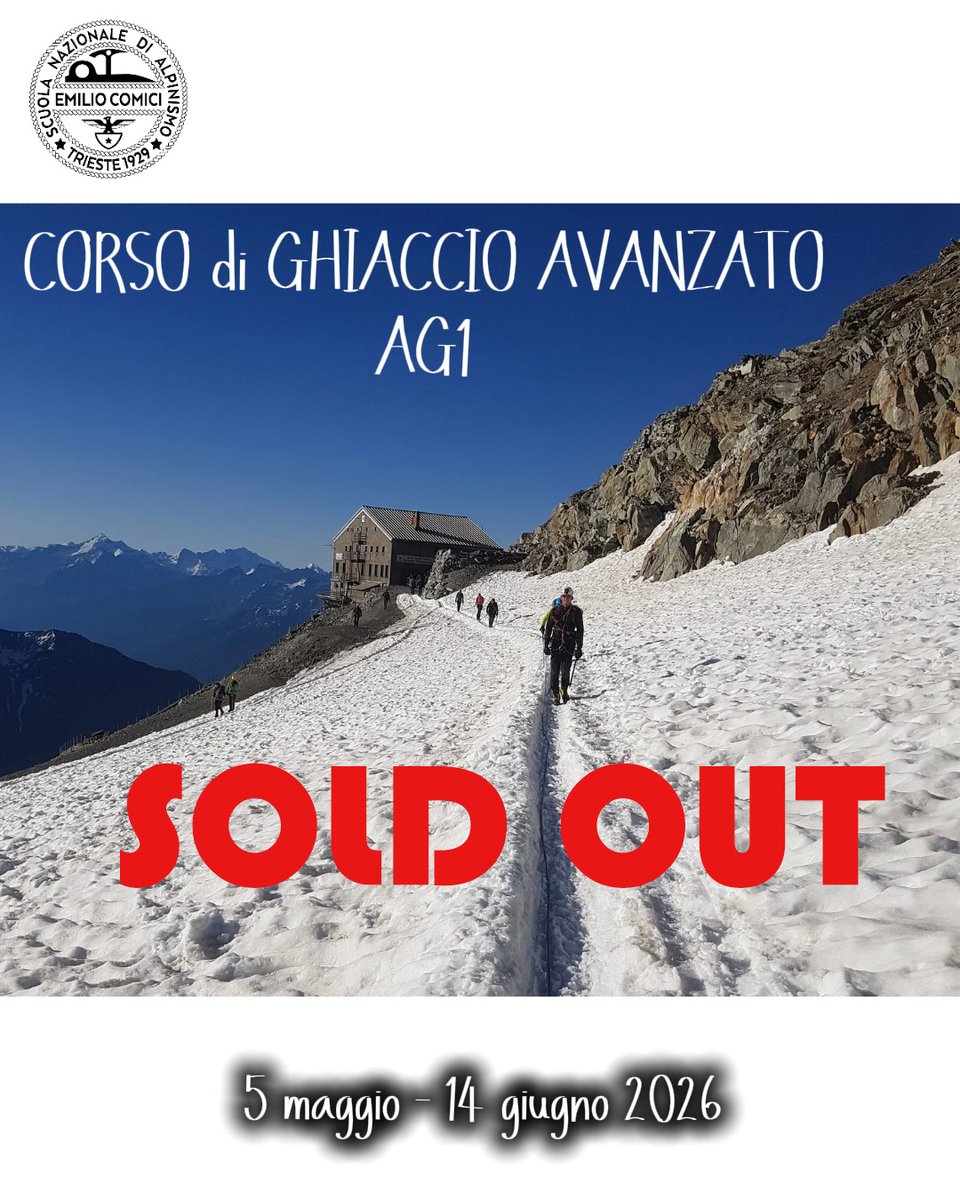 E dopo la notizia del rapidissimo esaurimento posti per il corso di avvicinamento all’arrampicata per bambini, la Scuola Nazionale di Alpinismo Emilio Comici informa che anche il CORSO di GHIACCIO AVANZATO AG1 è andato SOLD OUT 🤩💪
#caisag #caitrieste #alpinismo <a href="/CAI150/">Club Alpino Italiano</a> <a href="/caifvg/">CAI FVG</a>