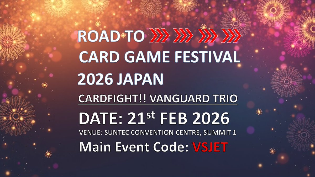 Introducing the Road to Card Game Fest Trio Tournament held on 21st of February! 

With the winning team receiving a sponsored invitation to Card Game Fest! Sign-up on Bushi Navi by inputting the Event Code Today!

Full Info: bit.ly/3LPMFeK