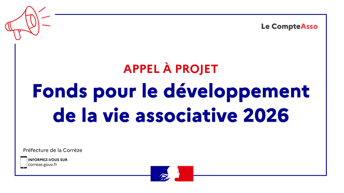Image de Préfet de la Corrèze - #FDVA2026  | 📢 Appel à projets - Fonds pour le Développement de la Vie Associative 

🗓 Dates de dé