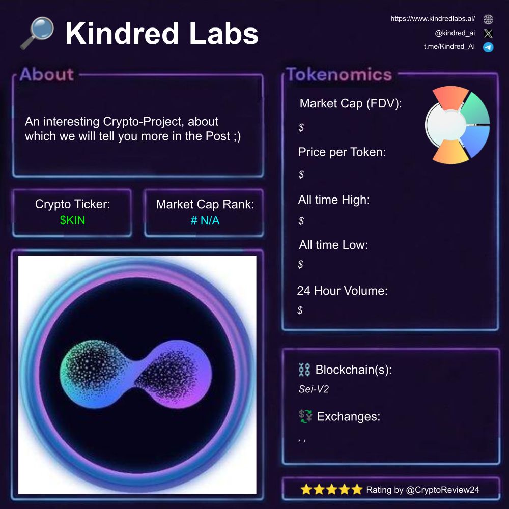 🚨 $KIN [@kindred_ai] 🔎 Decentralized AI Companions ⛓️ Sei-V2 🗃️ #AI  #TokenEconomics #CommunityDriven Rating: 4.25/5 ⭐ 🆚 $ELON $MOLT $CANCER  $MSVP $BNKR $MARS $GZOD $PENGU $DINO $FINE $USOR $XMAS $FOXX $BULK $BLOK $