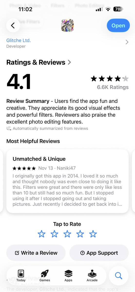 Apple just gave us an awesome shoutout in the US App Store 🤯 Glitché highlighted in a feature based on 6,600+ real reviews from US users! Thank you for every star and review 🙏 🇺🇸