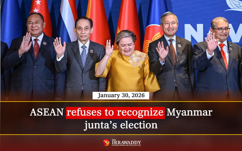 IrrawaddyNews's tweet photo. ASEAN does not recognize Myanmar’s recent election, Philippines Foreign Secretary Theresa Lazaro told reporters on behalf of the bloc after ministerial meetings in Cebu on Thursday.
#JuntaElection #WhatsHappeningInMyanmar https://t.co/5vtx7VIgLu