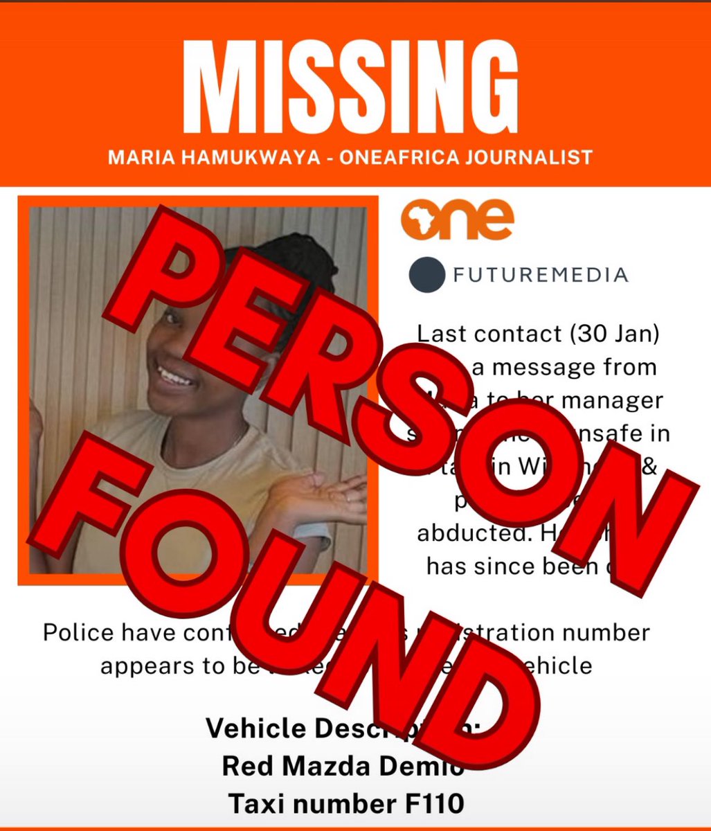 UPDATE: Maria Hamukwaya

We can confirmed that Maria was attacked and robbed in a taxi this morning. 

She is not seriously hurt.  

She is safe at the office, and police will come to the office to take her statement.