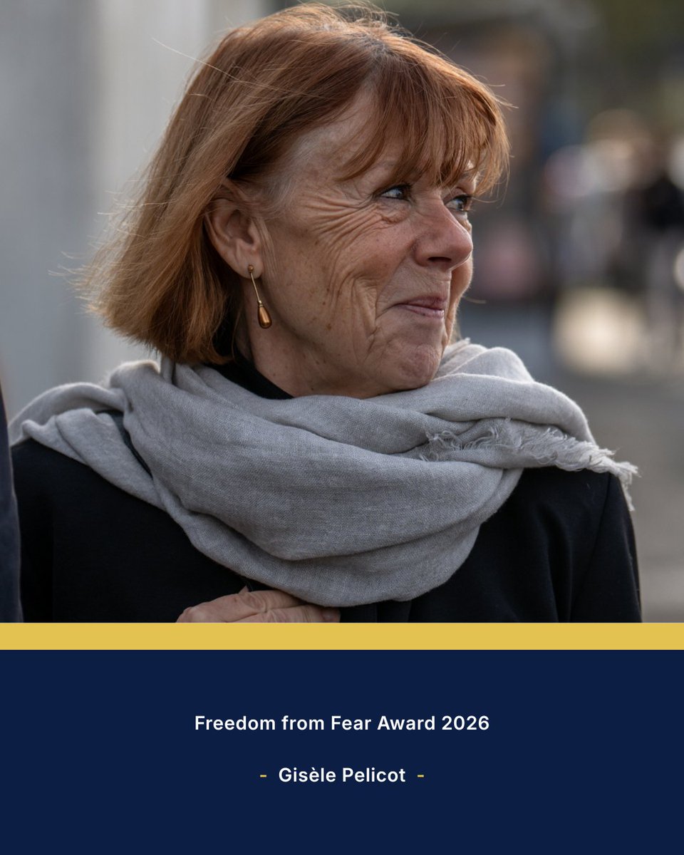 Four_Freedoms's tweet image. Laureates honoured with Four Freedoms Awards 2026:
Freedom of Speech: @pressfreedom CPJ
Freedom of Worship: remains confidential for security reasons.
Freedom from Want: Isidora Uribe Silva
Freedom from Fear: Gisèle Pelicot
More info at: bit.ly/3NLLnSC