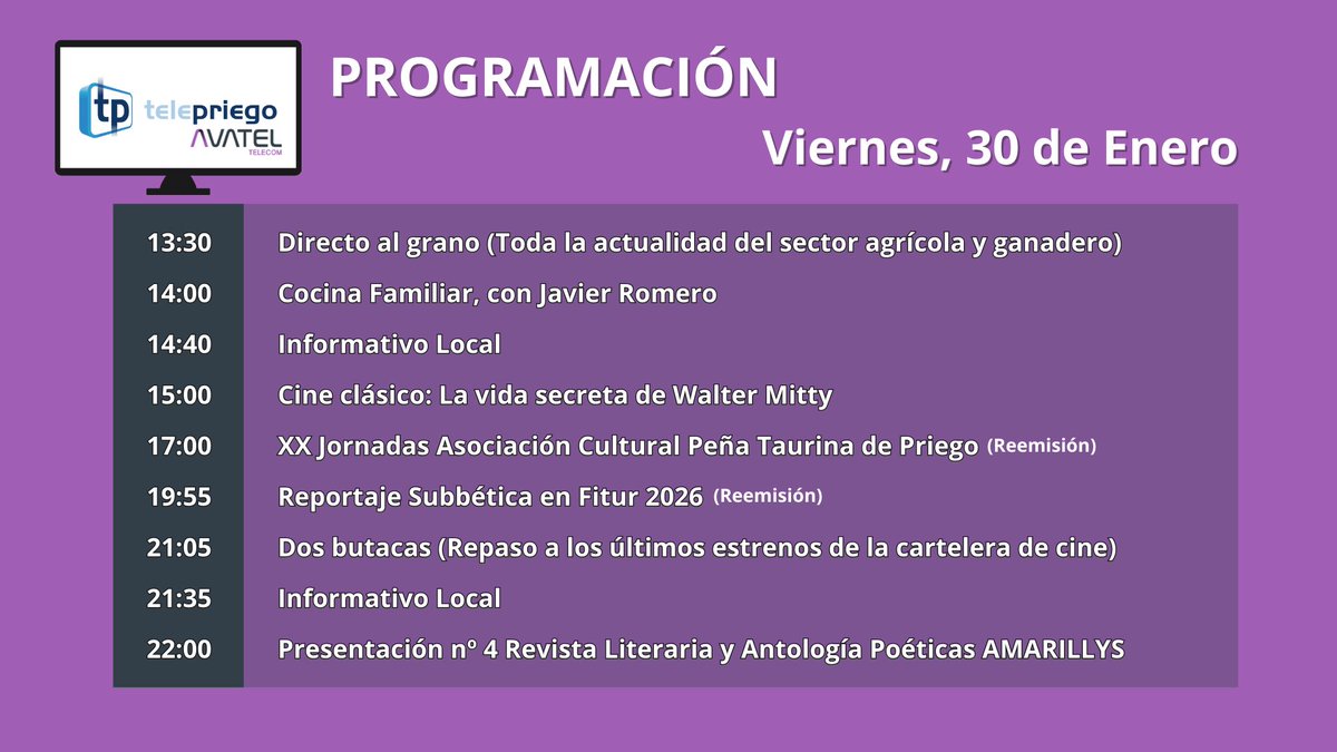 #telepriego
#avateltelecom
#clictv🎞️📺🍿
#canalrecuerda
#enero2026☀️
#invierno2026❄️
#diadelluvia☔