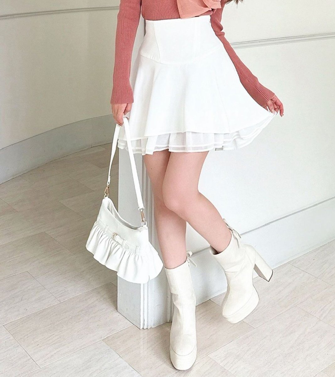 morphose 白 スカート アシンメトリーフレアミニスカート🖤ྀི