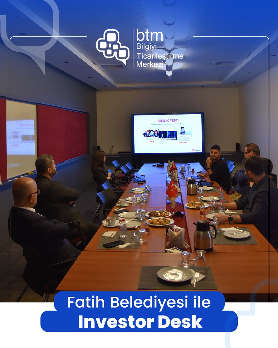 btmistanbul's tweet photo. Investor Desk programı kapsamında Fatih Belediyesi’ni yerleşkemizde ağırladık.

Fatih Belediyesi Başkan Yardımcısı Mahmut Ekşi, Bilgi İşlem Müdürü Suat Eryılmaz, Yazılımcı & GIS Developer Cahit Kılıç ve Yazılımcı & AI Developer Onur Güneç’in katılımlarıyla gerçekleşen programda; Arya AI, Blue Operation, CatchPad, Gristek, Yanhak, Photobooth girişimleri, şehircilik ve belediyecilik alanlarına değer katan yenilikçi çözümlerini sundu.

Akıllı şehirler odağında gerçekleşen buluşmada girişimciler, projelerini doğrudan kamu tecrübesine sahip yöneticilere aktarma fırsatı bulurken; bire bir geri bildirimlerle çözümlerinin sahadaki uygulanabilirliğine dair önemli içgörüler edindiler.

#btmistanbul #ideatobusiness #WeScaleStartups