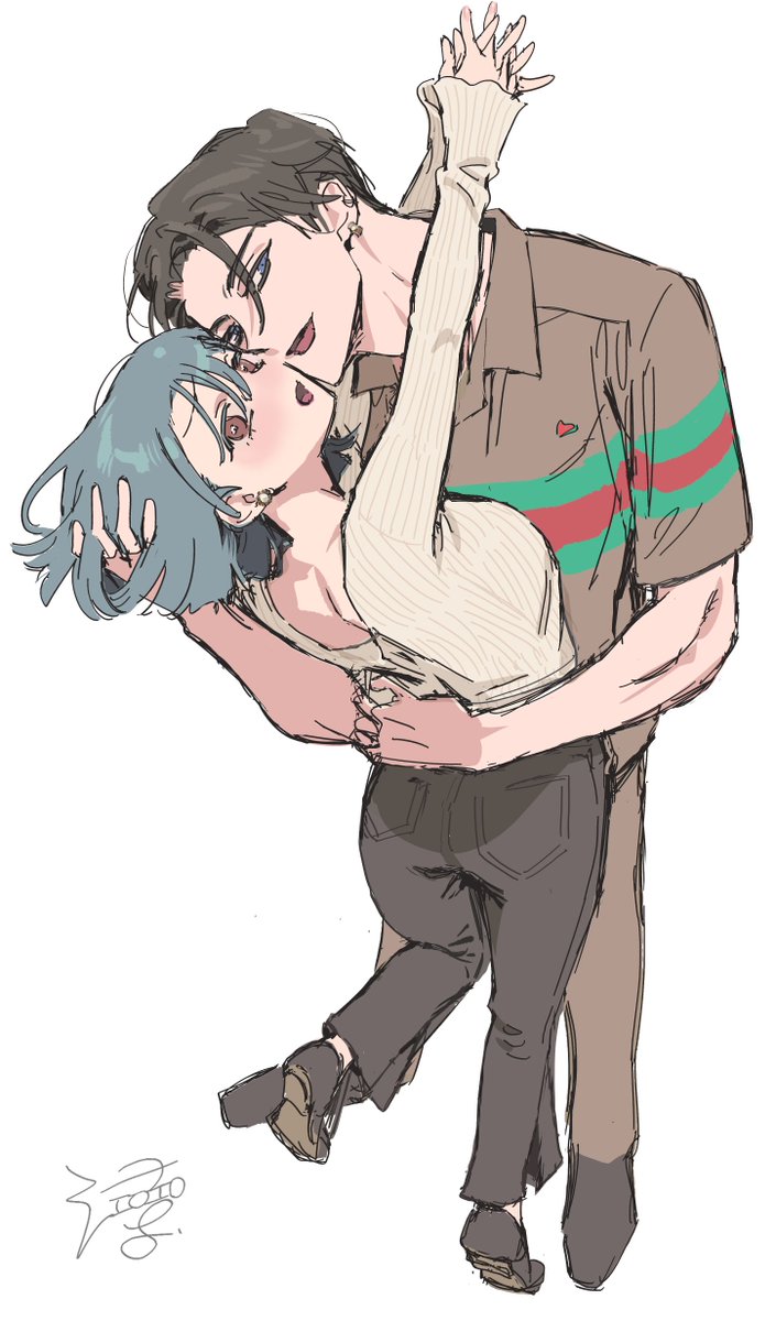 「甘えたら許されるって思ってる?」
連載開始前の初期のカラーラフです!

初期凜は青髪でした…!!🐬
真面目なお姉さんっぽくしたくて青系の髪色にした記憶があるんですが、今とだいぶ印象違いますね〜
(翔馬は最初っから翔馬) 