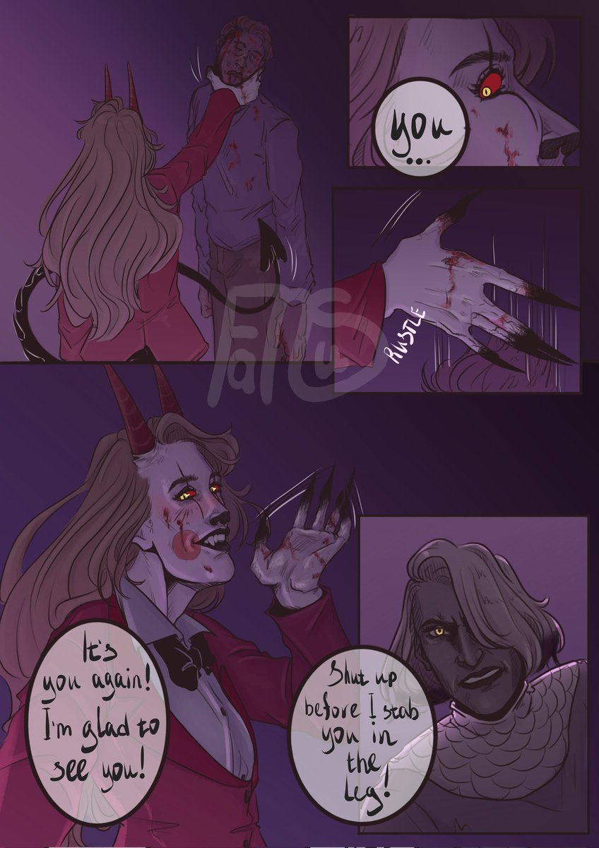 FanVants's tweet photo. Day 5: villain 
What if Charlie killed people just so she could redeem them later at her hotel
I also totally forgot to draw Vaggie’s wings 🫠
#ChaggieWeek2026 #chaggie https://t.co/nOPc8PDVj0