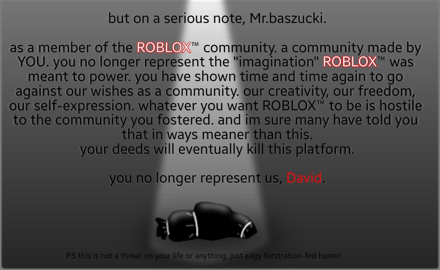 rabbit_blondie's tweet photo. The "imagination" of ROBLOX is being suffocated by the pillow of corporate greed.

Download the image, post it under any and all tweets by
 @Roblox and @DavidBaszucki

May our voices be heard, and our cries echo unmuted.

#Roblox #RobloxCommunity #SAVEROBLOXFACES #SaveRoblox https://t.co/vdhA4wLHGb
