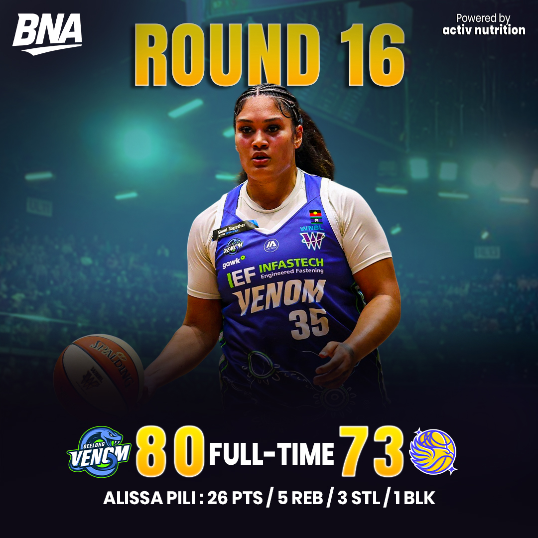 AusBballnews's tweet photo. Geelong defended home court when it mattered 🏀

The Venom closed out an 80–73 win over the Bendigo Spirit, controlling the finish on their own floor. 🔥

Alissa Pili led the way, earning Player of the Game honours. 💪

#wnbl #bendigospirit #geelongvenom https://t.co/rBBtHL3ESg