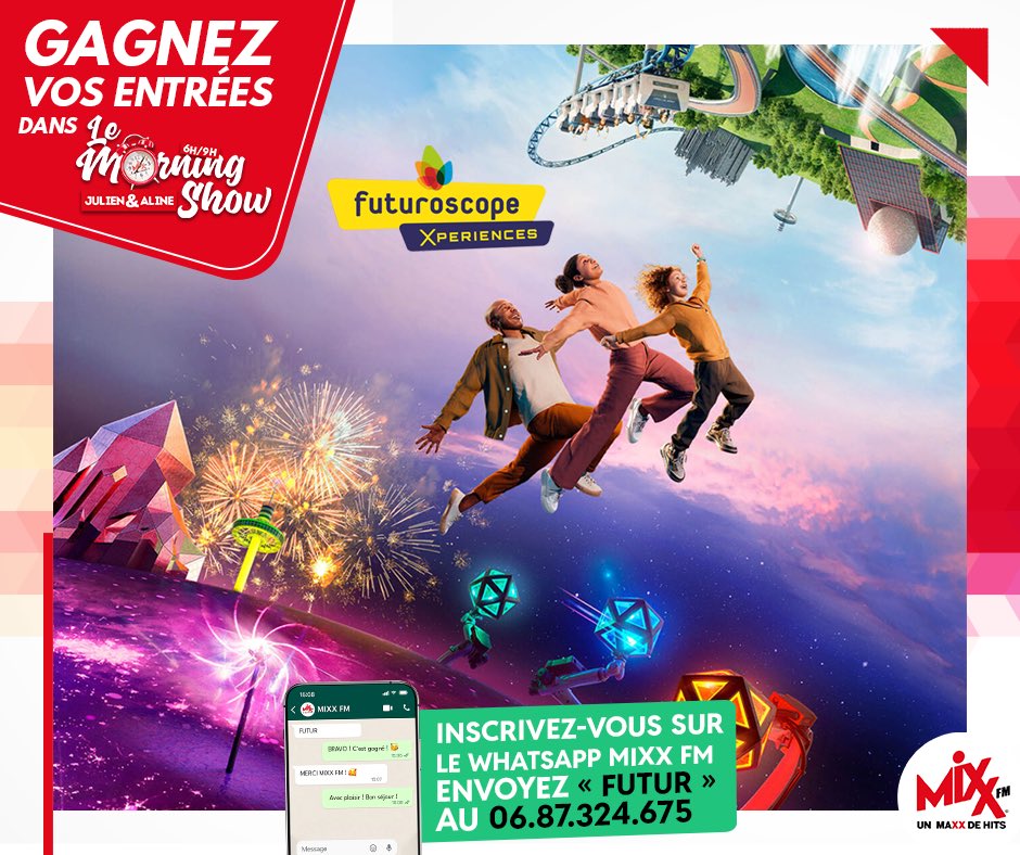 MIXX FM vous offre vos invitations pour le <a href="/futuroscope/">Futuroscope</a> 🤖👾
Pour jouer : Follow <a href="/MixxFmFrance/">MIXX FM 🇫🇷</a> + RT 😍 Bonne chance à tous 🍀❤️