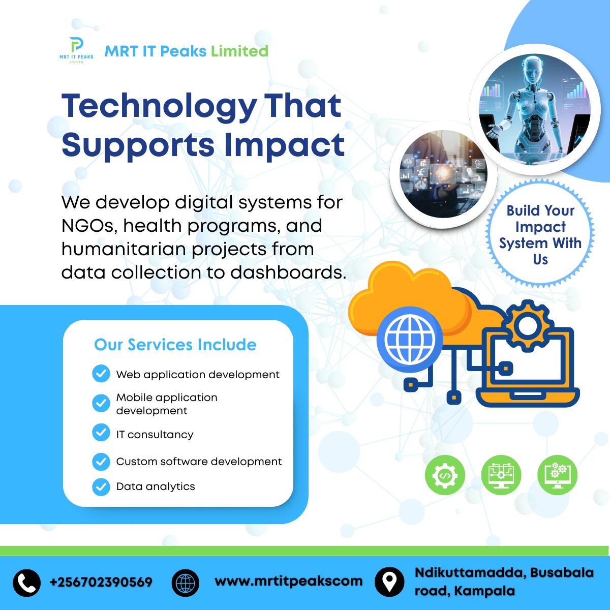 mrt_it_peaksltd's tweet photo. Transform your NGO, health program, or humanitarian project with custom digital systems! 

At MRT IT Peaks Limited, we build tailored solutions for data collection, analytics, and more - turning data into decisions and ideas into impact. 

#TechForImpact #NGOTech #DigitalHealth https://t.co/49DBv2JQgH