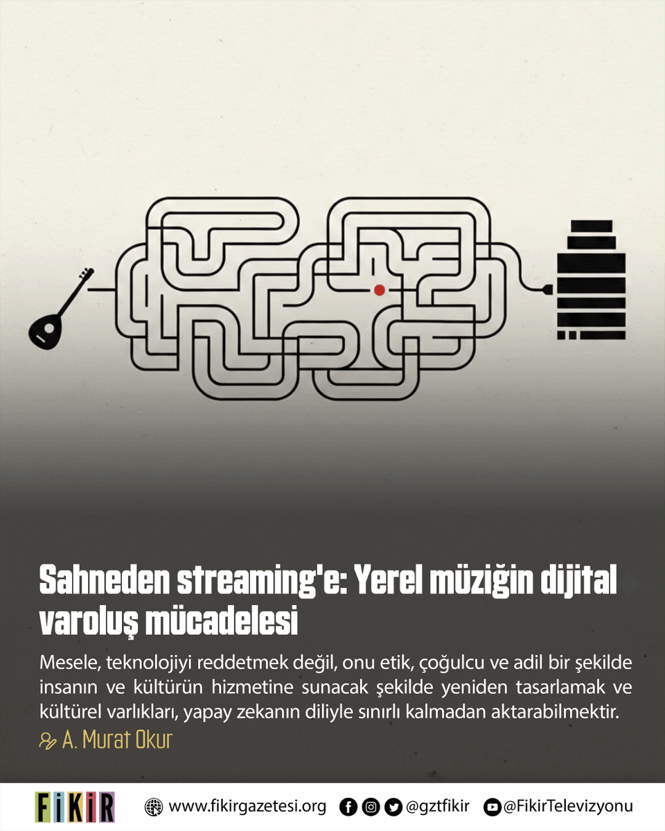gztfikir's tweet photo. 🎶 Sahneden streaming’e: Yerel müziğin dijital varoluş mücadelesi

💬 Dijitalleşme “kapı” mı açtı, yoksa müzisyenleri algoritma labirentine mi soktu?

🖊️ A. Murat Okur yazdı

https://t.co/KOzX64flhm https://t.co/bBzbUh6iis
