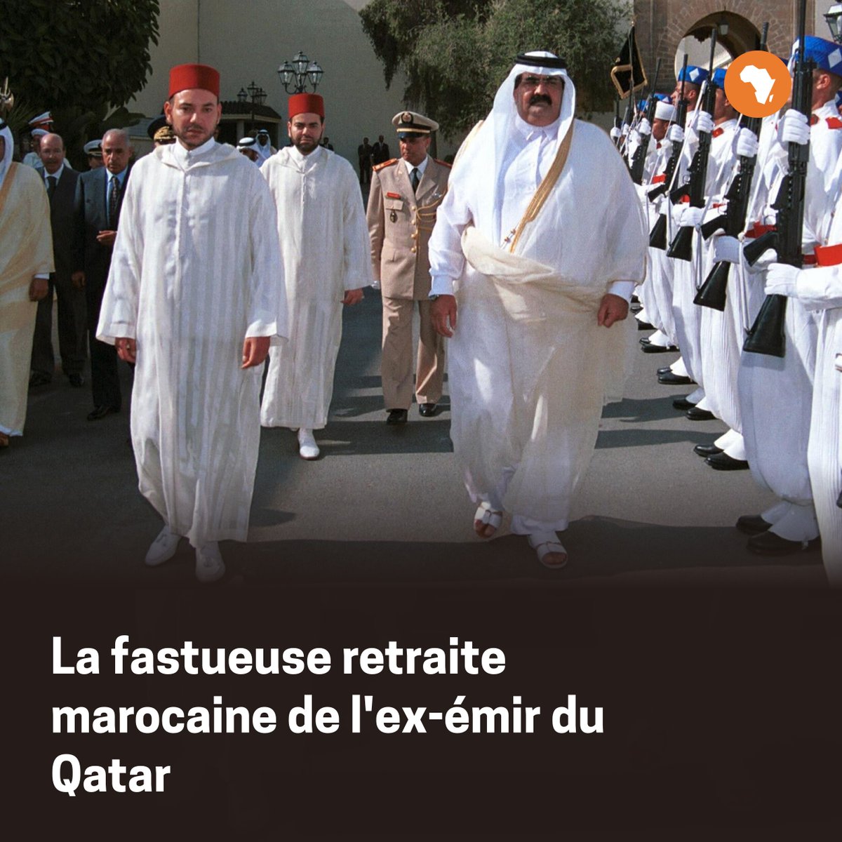 Africa_In_FR's tweet image. MAROC | L'ex-émir du Qatar, Hamad bin Khalifa Al Thani, âgé de 74 ans et propriétaire de somptueux palais dans le royaume, a de quoi y occuper ses vieux jours. Au menu, chasse à l'outarde, courses de voitures et sports de plein air.
➡️ l.africaintelligence.fr/Pvt
