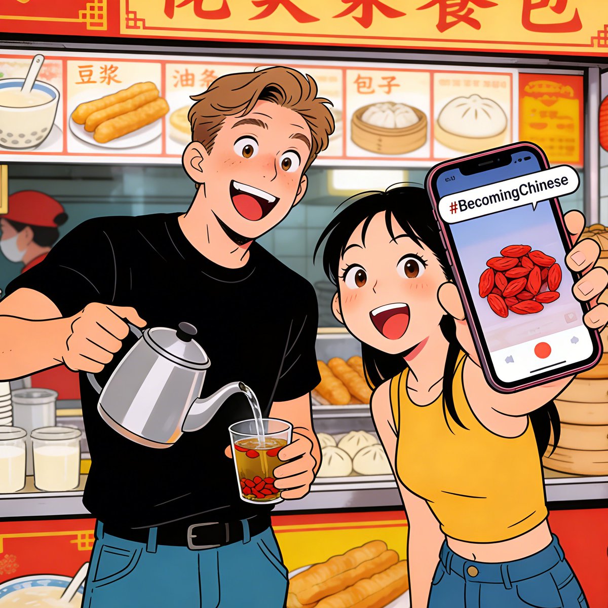 Willst du in China ankommen? 😏☕️
Schritt 1: Leg den Eiskaffee weg.
Schritt 2: Probier warmes Wasser… und fühl dich seltsam… besser? 💧
Schritt 3: Geb selbst Goji-Tee aus und poste #BecomingChinese. 🇨🇳❤️
Kleiner Guide zum „Ankommen“ 🎨✨
#NewChinese #ChinaLife #Comic #coffee