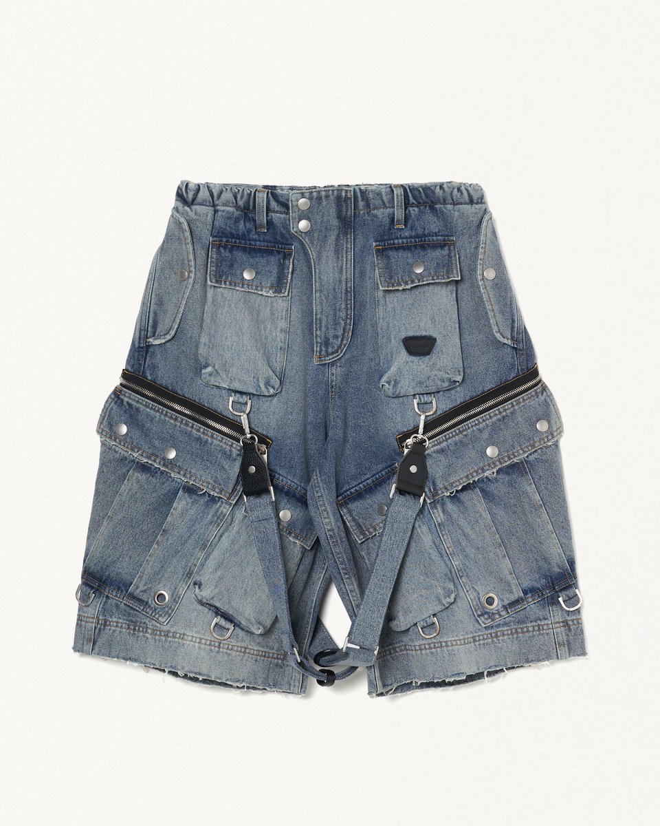 ブラック フォーサムワン、DENIM 48 CROP CARGO