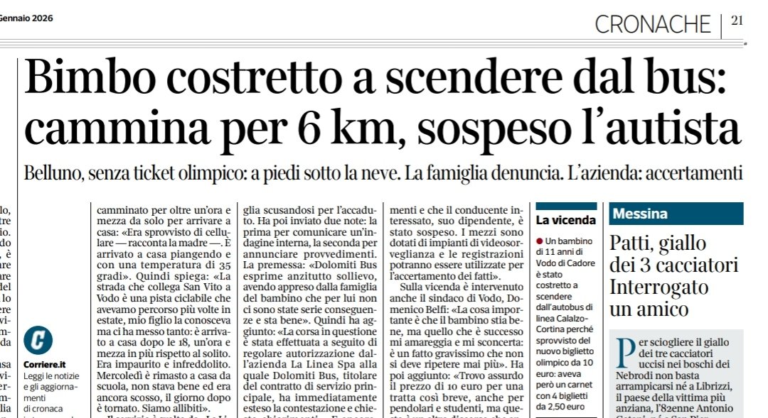 Se privatizzi o esternalizzi servizi essenziali come il trasporto pubblico succede che per lucrare fanno pagare a studenti e pendolari 10 euro un biglietto per una tratta di 6 chilometri. Altrimenti lasciano a piedi in mezzo alla neve anche un bambino di 11 anni. Le magnifiche