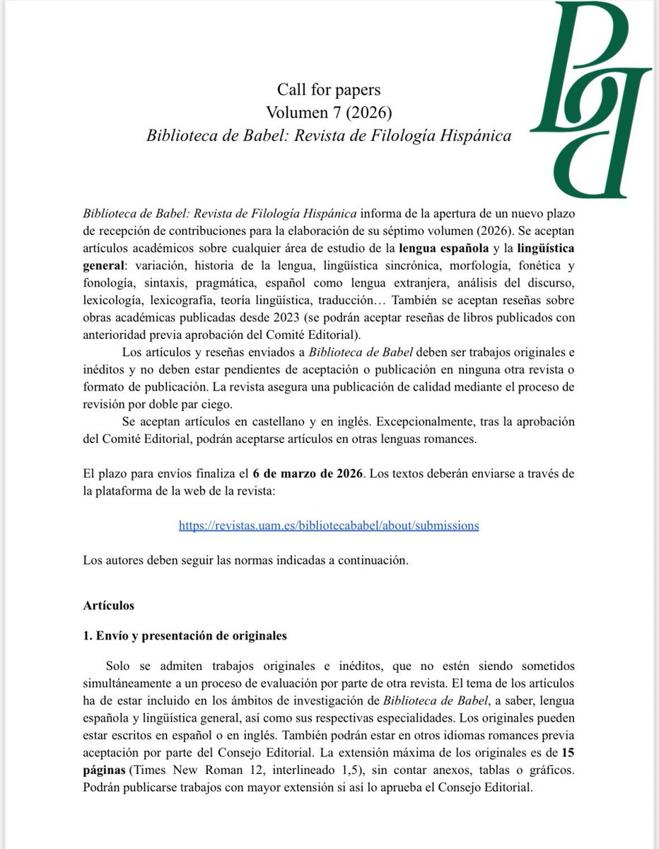 Esta semana se ha celebrado el LIV Simposio de la Sociedad Española de Lingüística <a href="/infoSELing/">Sociedad Española de Lingüística</a> en <a href="/CCHS_CSIC/">Ciencias Humanas y Sociales (CCHS - CSIC)</a> 👩🏻‍💻☃️

Si has presentado algún trabajo que quieras publicar este 2026, esta es tu oportunidad 👇🏼🤩