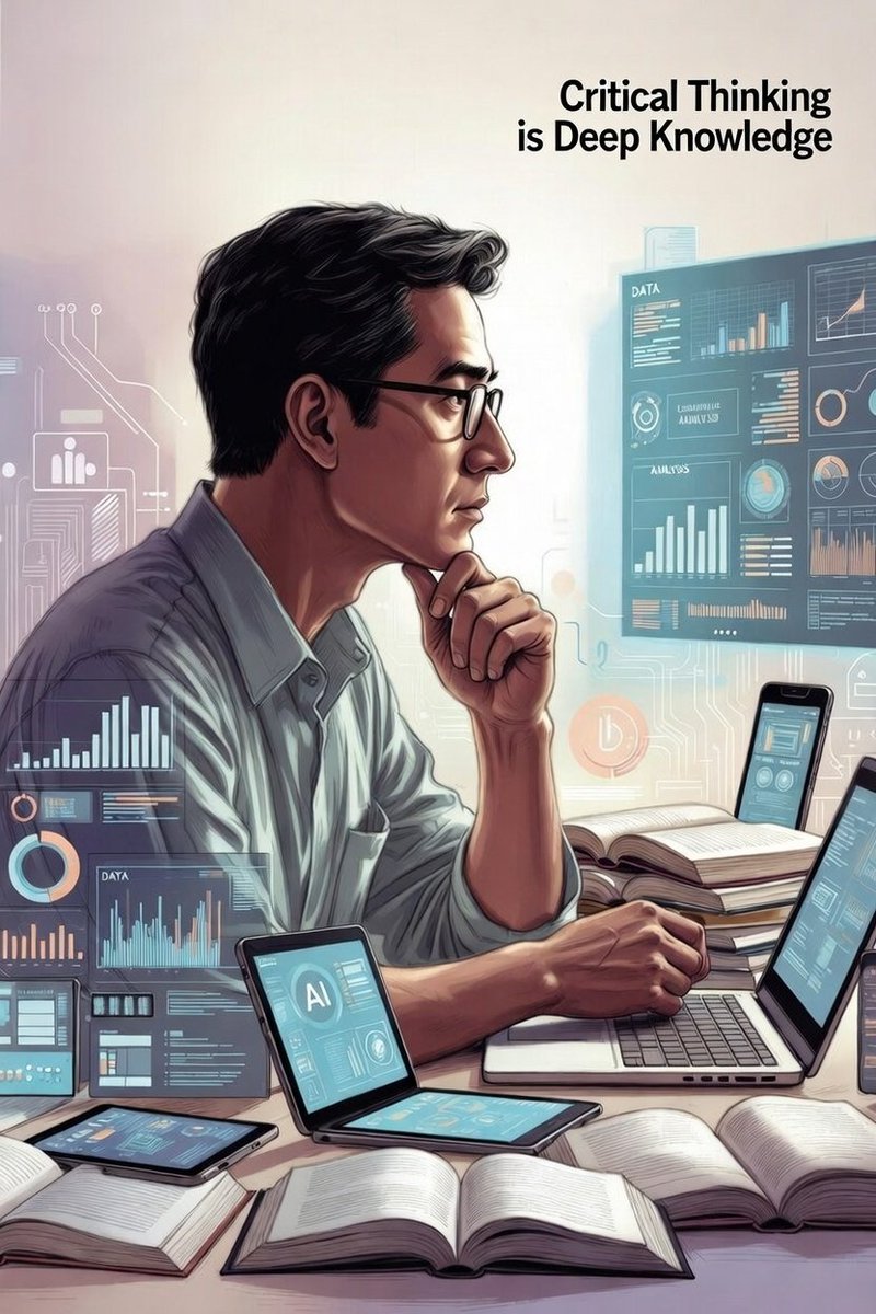 En la era de la IA el pensamiento crítico es una habilidad fundamental  

El pensamiento crítico no sólo es una la capacidad de cuestionar y entender cuando “pensar de forma diferente"  

La ciencia nos dice que también requieren bases profundas conocimiento basado en el