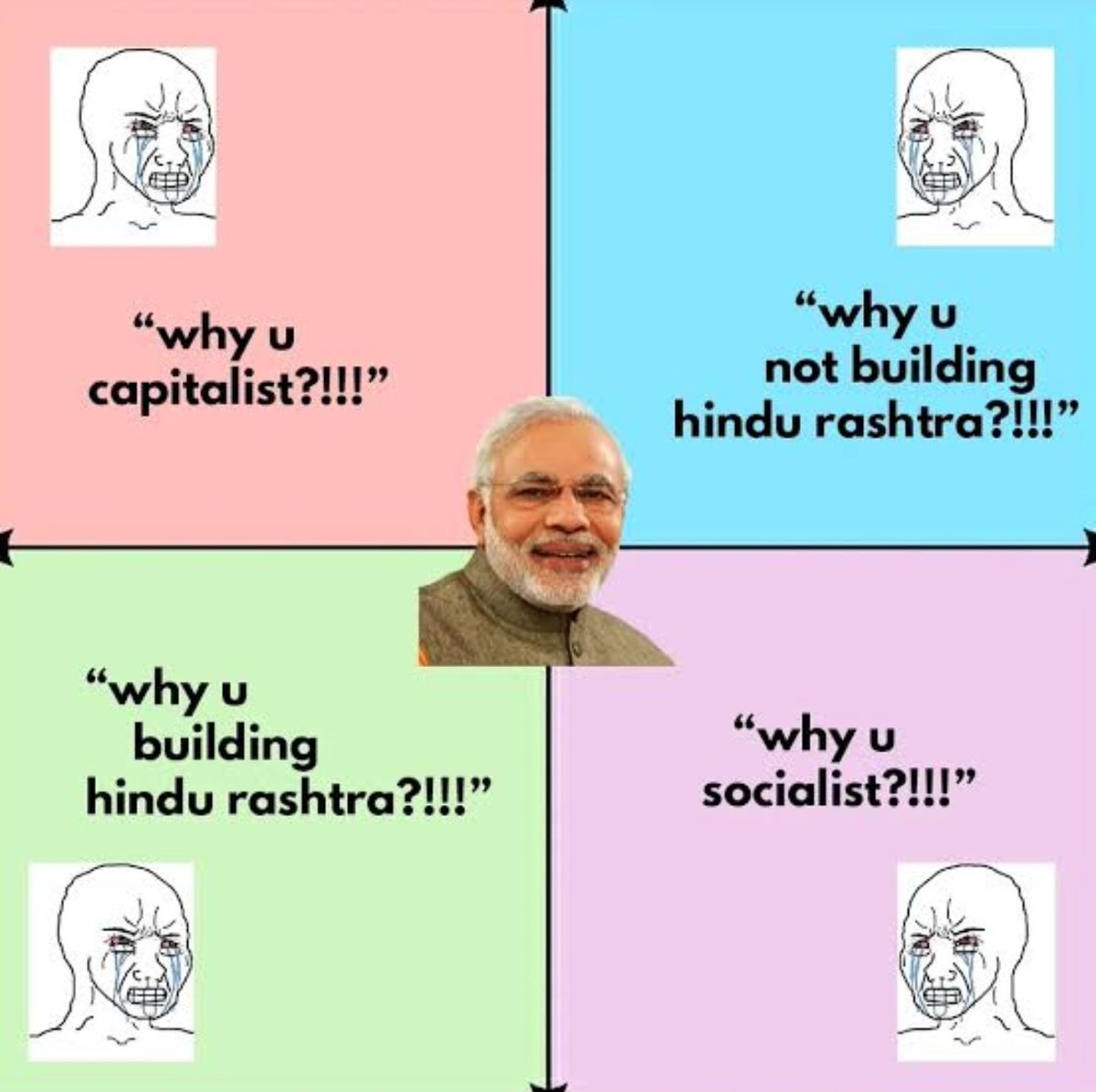 rixxkof's tweet image. - According to seculars he is a staunch hindu 

-According to staunch hindus he is secular 

- According to lower category he is favouring general category 

- According to General category he is favouring lower category 

- According to Capitalists he is socialist 

- Account to