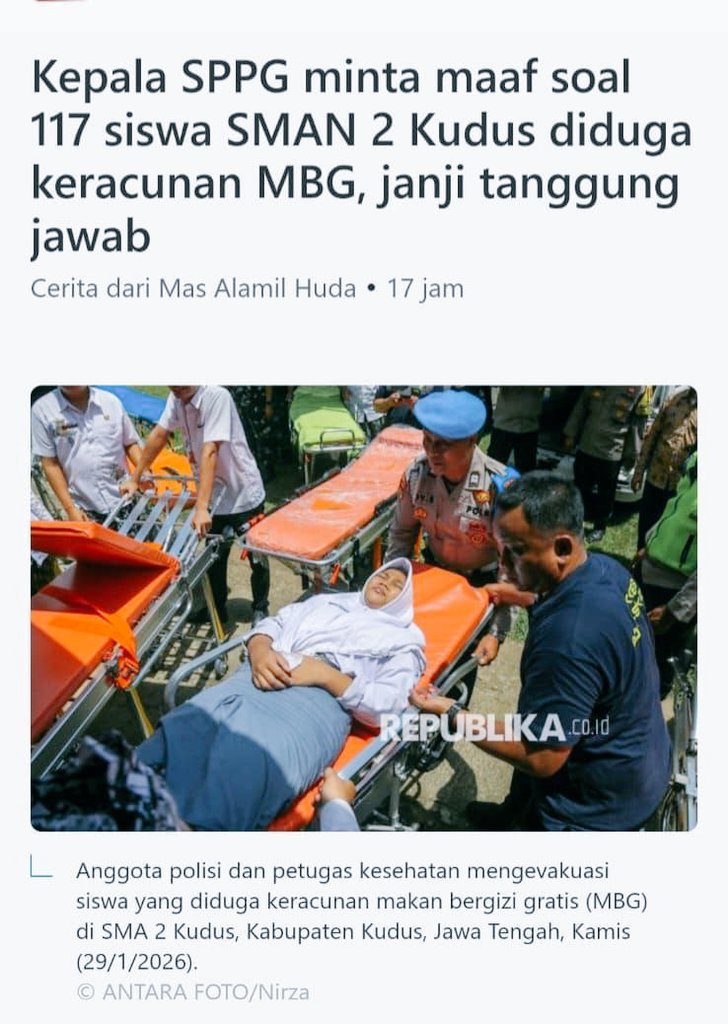 Kasus SMAN 2 Kudus ini anomali. SPPG kan layani banyak sekolah, kok cuma satu yang tumbang? Ada apa?