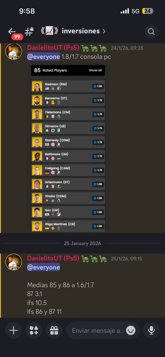 FutDanielito's tweet photo. 🚨PROFIT ALERT🚨

@Trading4Players no decepciona en TOTY 🔥🔥🔥

Impresionante el profit de nuestros chicos con todo tipo de movimientos.

Si queréis formar parte de nuestra comunidad poneros en contacto con nosotros.

Link grupo gratuito: https://t.co/S5wjcrOKaC https://t.co/JKa2YP2hUv