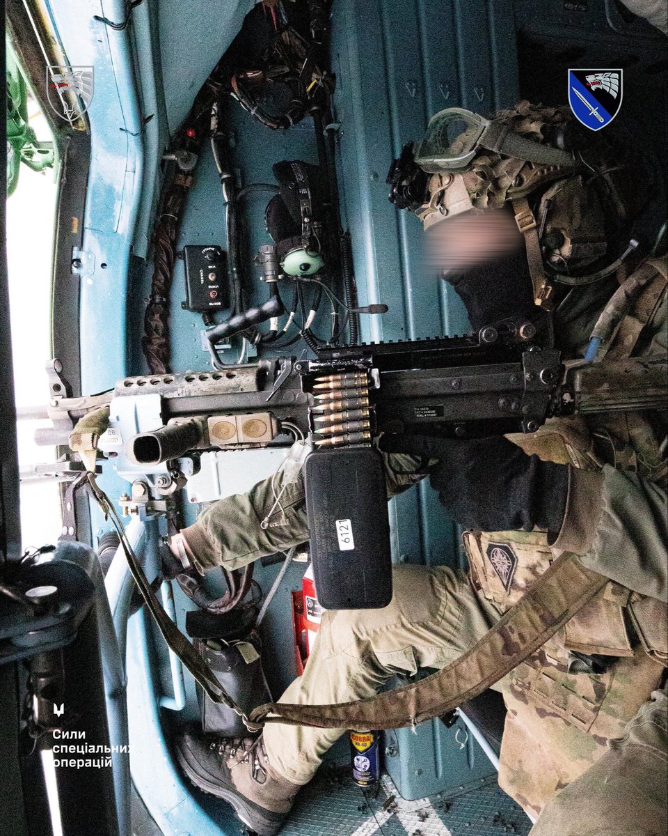 TcUasof's tweet photo. Ukrainian SOF operators conduct aerial live-fire drills from an Mi-8 helicopter. https://t.co/DrIQWbjLpz