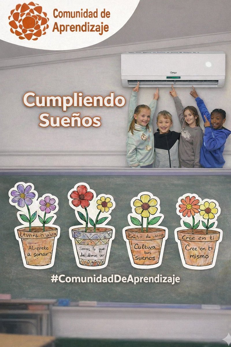 Seguimos compartiendo "Sueños" que vamos realizando. Está ocasión se trata de la climatización de las aulas, un sueño y, realmente, una necesidad básica.  Gracias a la dotación económica de @juntadeandalucia y al esfuerzo de nuestro @AMPA y propio el centro, lo hemos logrado.