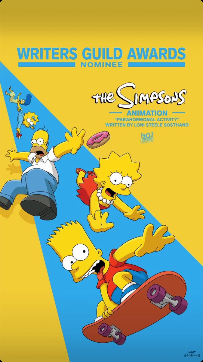 thesimpsonsrp's tweet photo. ¡El episodio “Parahormonal Activity” (37x11) ha sido nominado a un premio del Gremio de Guionistas de América! Ficha del episodio: https://t.co/1XHxHNOt8B https://t.co/vCxUSq5ek7