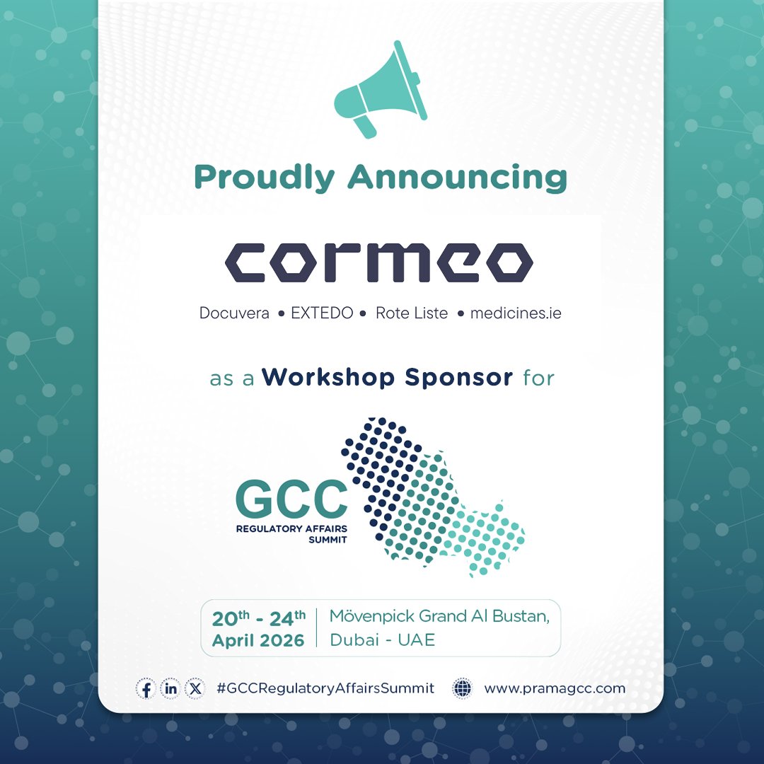 Driving the future of digitalization, the #GCC #RegulatoryAffairs Summit 2026 proudly welcomes #cormeo, as the official #WorkshopSponsor for the #eCTDTraining, taking place on 23 April 2026 at the Mövenpick Grand Al Bustan, Dubai – UAE!

pramagcc.com