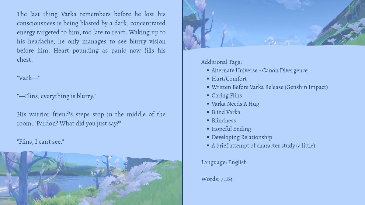 To Take the Mask Off - Chapter 1/1

"This human before him, once again like the other human he has encountered before, proves to him that humanity is worth fighting for.." 

#Varflins #knightlight (🔗 below)