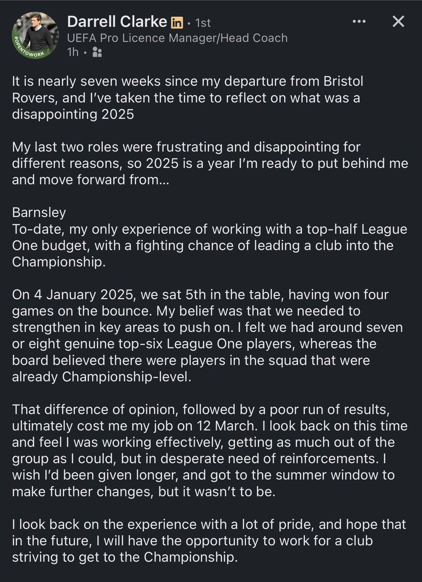 “The board believed there were players in the squad that were already Championship-level”

Clarke I was never your biggest fan, but I’m sorry I doubted you and I’m sorry you had to work with these clueless owners.