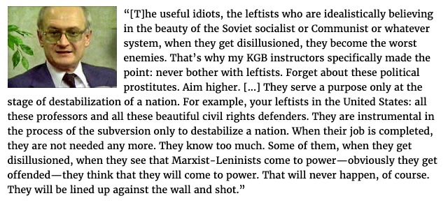 foxon_ryan's tweet image. When was it ever "peaceful" with them? They've always been a militant and antagonistic hand of the left. 
These are the useful idiots that Soviet former KGB defector Yuri Bezmenov talks and warns about on his 1984 interview. 

Prepare for the violent revolution these political…
