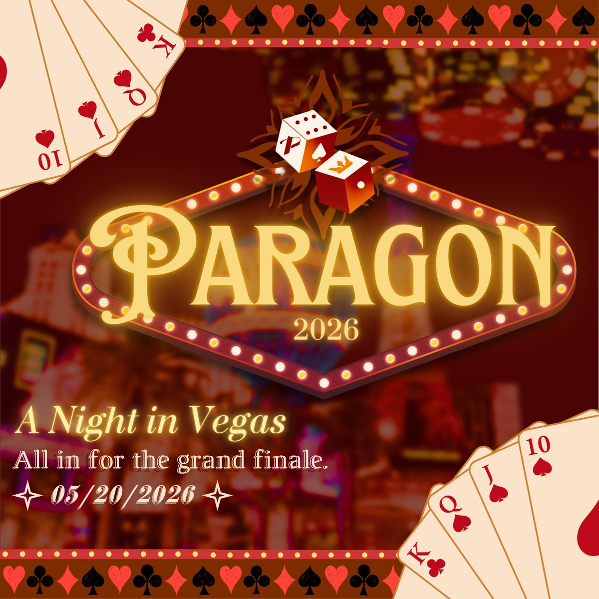 paragon2026's tweet photo. The cards are dealt. The lights are bright. 🎲

Paragon is going all in! Are you ready for a Night in Vegas? 🥂✨

Here’s to one last roll before the win — Graduation Ball, Batch 2026.

#Paragon2026 #TheFinalDeal https://t.co/MfEjbAQOKq