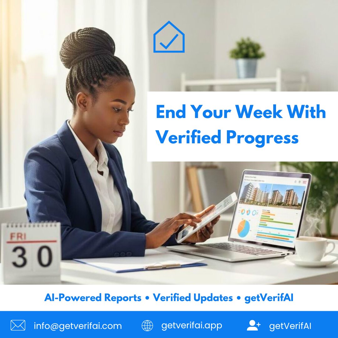 getVerifAI's tweet image. End the week with verified progress.

AI-powered reports that give you clear, reliable updates, so you don’t have to guess.

👉 Get verified with getVerifAI
🔗 Visit getverifai.app

#ProjectManagement
#AIReporting
#VerifiedUpdates
#WorkSmarter
#getVerifAI
