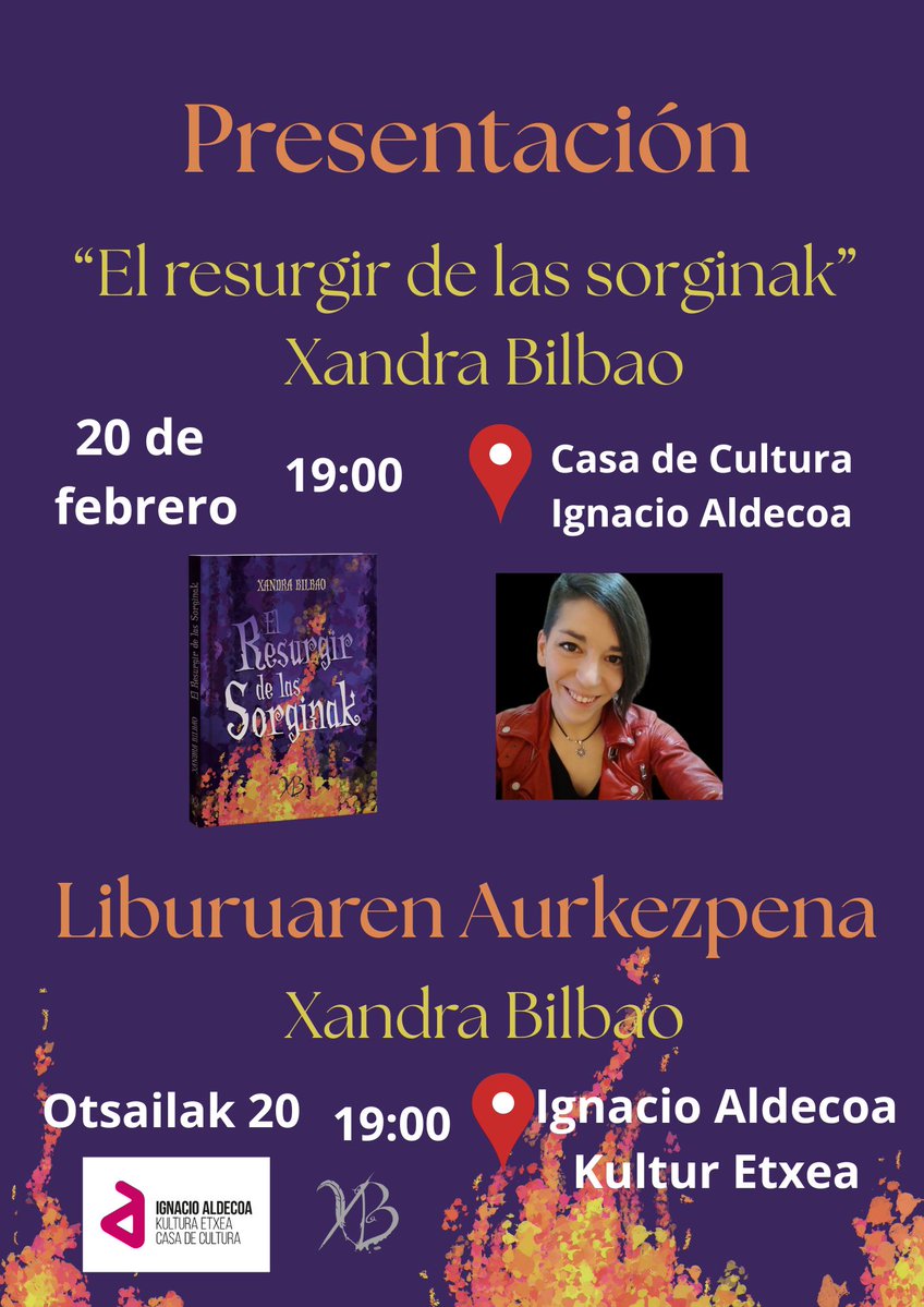 ¡En febrero las sorginak alzan el vuelo! 
Acompaña a Xandra Bilbao en las presentaciones de "El resurgir de las sorginak":
🗓️ 06/02 - 19:30h | Casa Social Lutxana (#Barakaldo)
🗓️ 11/02 - 19:00h | <a href="/Fnac_ESP/">Fnac España</a> #Bilbao
🗓️ 20/02 - 19:00h | C.C. Ignacio Aldecoa (#Vitoria)
¡Te espero! 🔥
