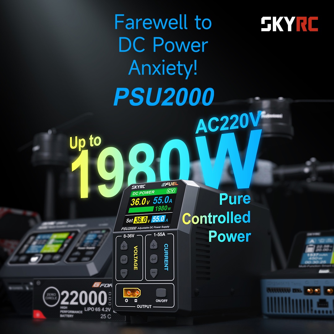 skyrc's tweet photo. Pure Power. Perfect Control.
SkyRC eFUEL PSU2000 — 1980W of precision energy for serious RC charging.
https://t.co/7lHOgq1WFt
#SkyRC #eFUEL #PSU2000 #PowerSupply #horizonhobby #redrc #traxxas #rcgroups https://t.co/mLqxYyAFnu