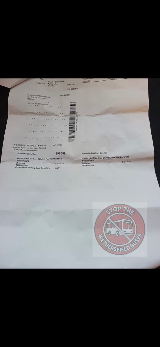 This prescription was picked up off the floor yesterday by a an amazing citizen after being dumped. Let that sink in.

This was issued by a private on-site medical (commisceo care) company operating at the Wethersfield migrant camp. 

The individual was then put on a free bus