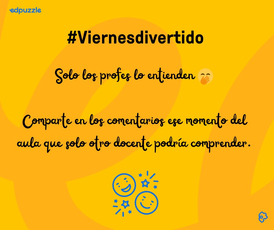 edpuzzle_es's tweet photo. #viernesdiverido | Solo los profes lo entienden 
 Comparte en los comentarios ese momento del aula que solo otro docente podría comprender.
Nos leemos.
 ¡Feliz fin de semana, docentes! https://t.co/K1ZkurowhI