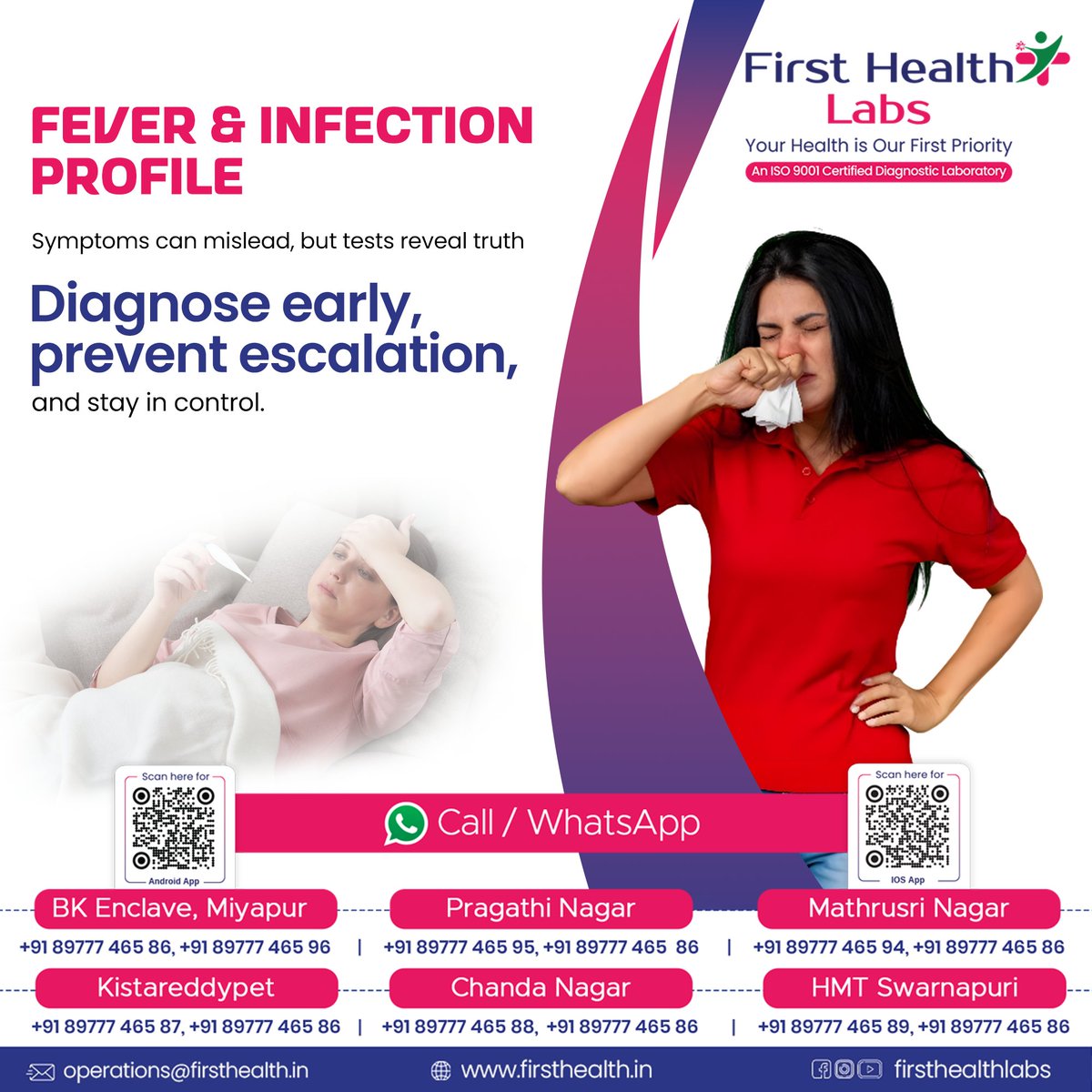 firsthealthlabs's tweet image. Fever can confuse — testing brings clarity. 🌡️
Detect infections early with the Fever &amp;amp; Infection Profile at 𝐅𝐢𝐫𝐬𝐭 𝐇𝐞𝐚𝐥𝐭𝐡 𝐋𝐚𝐛𝐬.

📞 Call: +91 89777 46586 | +91 89777 46596
🌐 Visit: firsthealth.in

#FirstHealthLabs #FeverCheck #InfectionProfile #LabTests