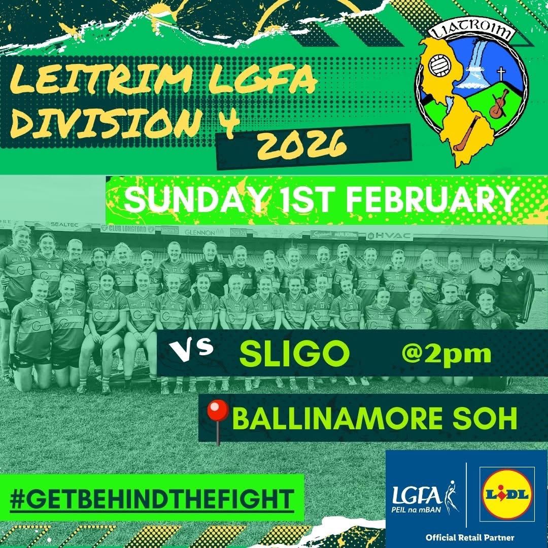 LeitrimLGFA's tweet image. It’s Round 3 of #Leitrim women's National League campaign this Sunday at Ballinamore Sean O'Heslins when we face Sligo!
🗓 1st February
🕑 Throw-in: 2PM
🎟️ universe.com/events/nfl-div…
Cash &amp;amp; card at the gate also,U12’s Free
𝐍𝐨𝐭𝐡𝐢𝐧𝐠 𝐛𝐞𝐚𝐭𝐬 𝐛𝐞𝐢𝐧𝐠 𝐭𝐡𝐞𝐫𝐞 💛💚